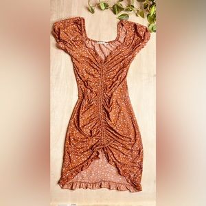 Ditsy Ruched Bodycon Dress